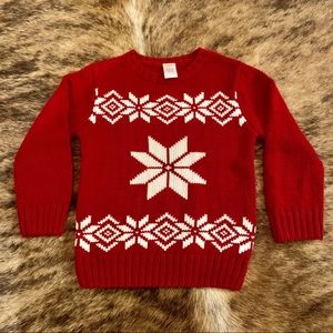 GYMBOREE Red Snowflake Sweater Sz 3/4T XS